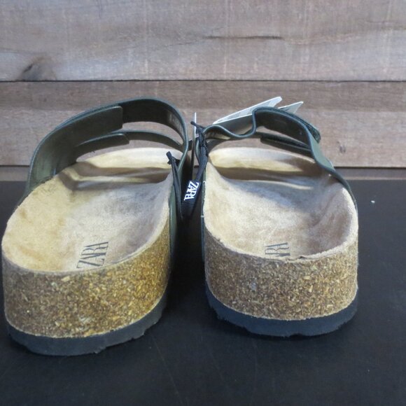 ZARA WOMEN'S OLIVE GREEN SLIDES - Picture 6 of 6